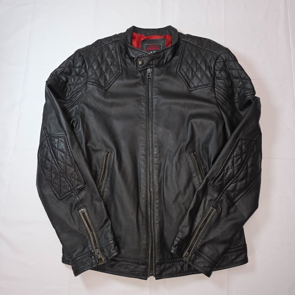 Diesel Industry Leather Moto Jacket Quilted‎ Biker Y2K Cowhide L